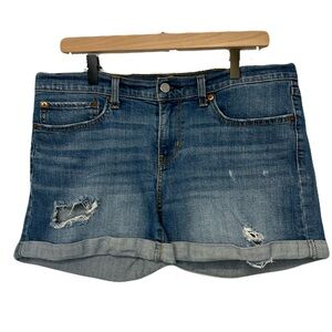 Levi's Distressed Rolled Hem Jean Shorts 30 Light Wash